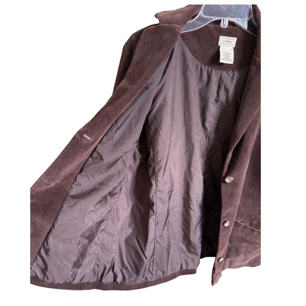 LL Bean Corduroy Blazer Womens 12 Regular Brown 3-Button Cotton Stretch Academia - Picture 7 of 10